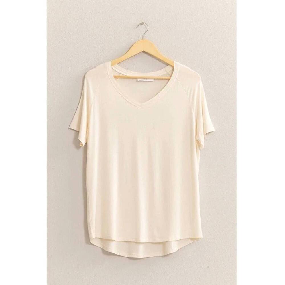 NEW HYFVE women's oversized v-neck relaxed top in cream